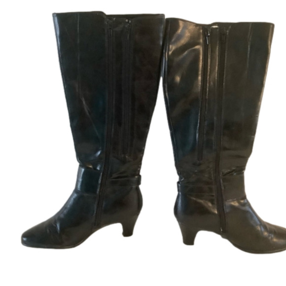 Aerosoles Black Leather Expandable Calf heeled boots size 9.5 - Picture 8 of 8